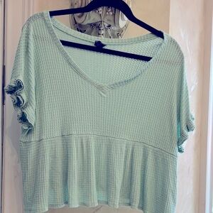 Boho green waffle top size large